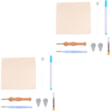 2Ensembles Outils Broderie DIY Punch Needle Bois Couleur Assortie