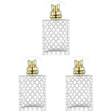 3Pièces Flacon Verre Gravé Et