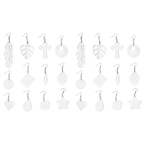 32Paires Blanks Boucles D'oreilles Sublimation Accessoires Blancs