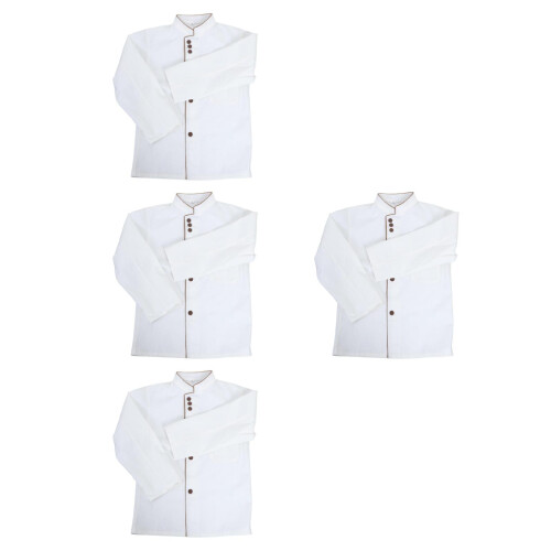 4Pièces Veste De Cuisine Unisexe Manche Longue