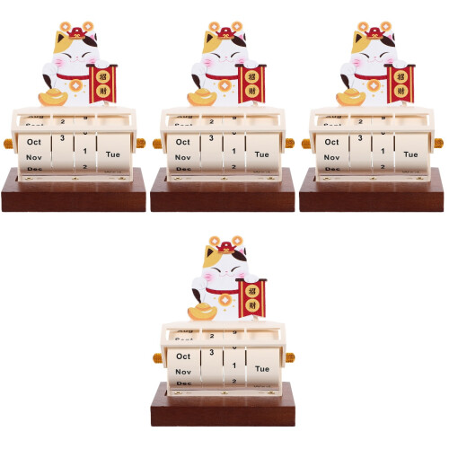 4Pièces Calendrier Cartes Bois Décor Maison Multifonction 1