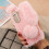 2Pièces Protection Téléphone Rose Fluffy Oreilles Résistante 9