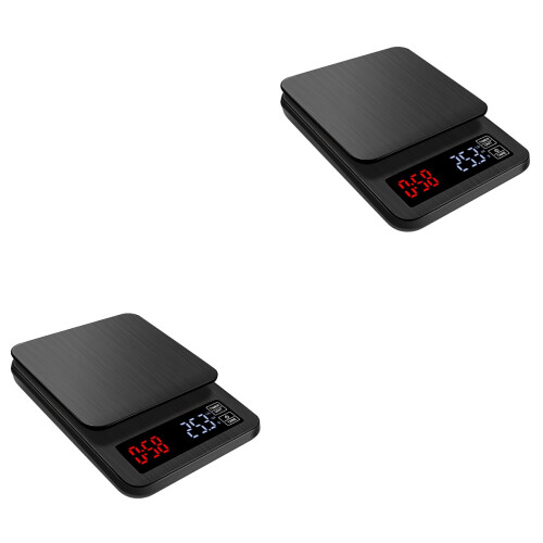 2Pièces Balance Électronique Café Minuteur Noir Multifonction 1