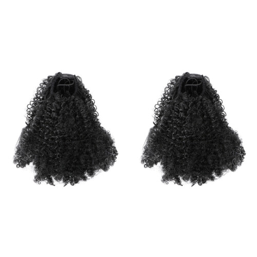 2Pièces Perruques Afro Noires Bouclées Confortables Usage 1