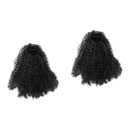 2Pièces Perruques Afro Noires Bouclées Confortables Usage 2