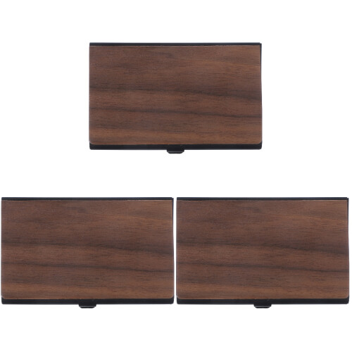 3Pièces De Rangement Cartes De Visite Aluminium Bois