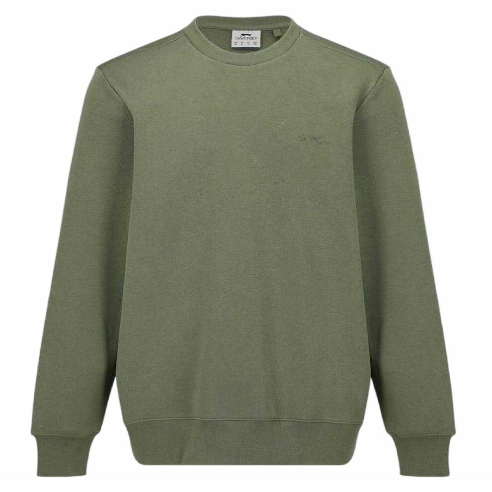 Slazenger (L, Khaki) Mens Fleece Crew Neck Sweatshirt Multicoloured