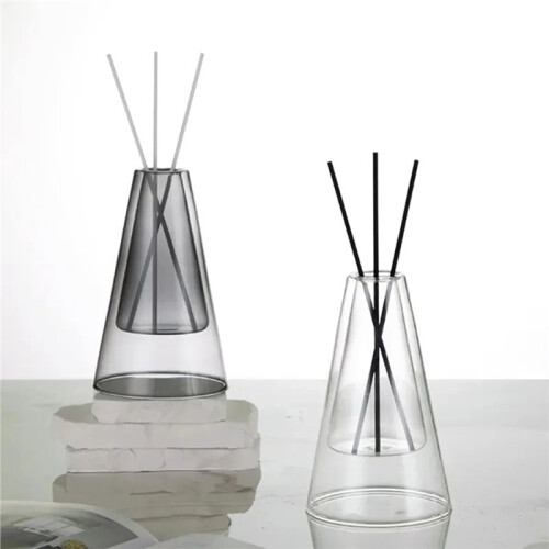 Double Layer Triangle Glass Aromatherapy Bottle Essential Oil Storage Containers Hydroponic Flower Home Decorations A 2
