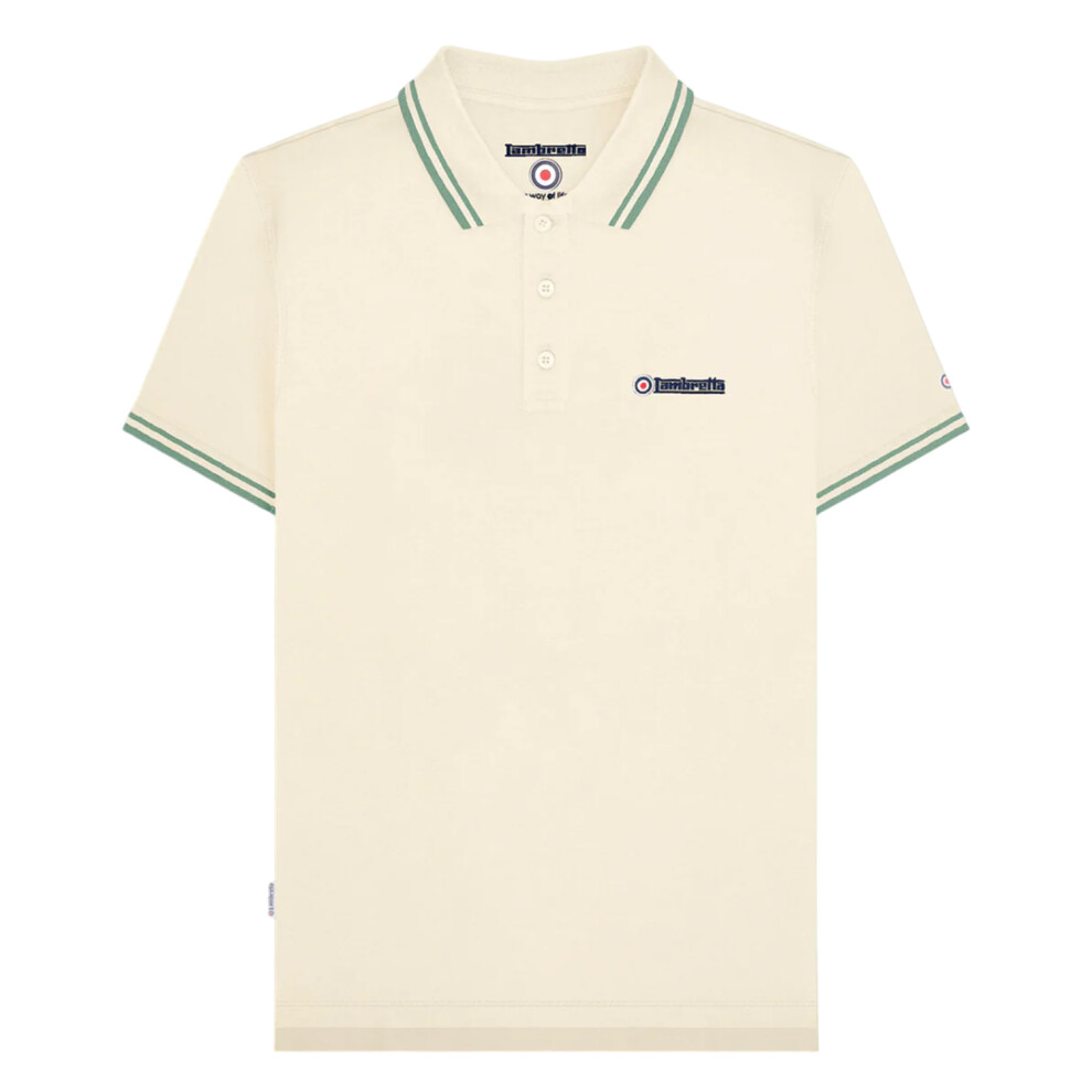 Lambretta (L, Tofu/Iceberg Green) Mens Ss25 Twin Tip Polo Shirt