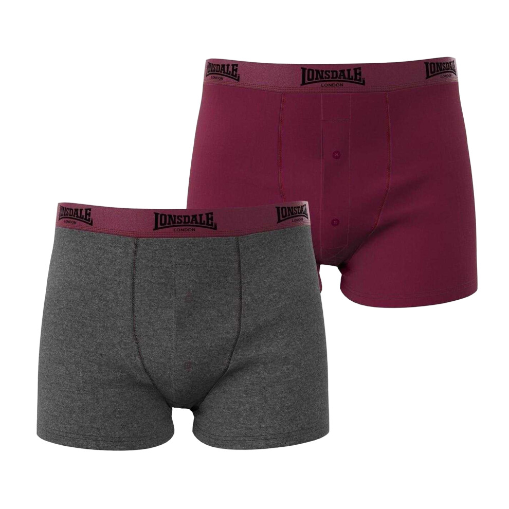 Lonsdale (S, Rust/Charcoal) Mens Boxer Shorts (Pack Of 2) Multicoloured