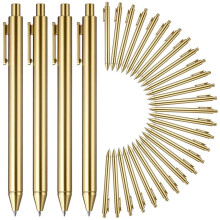 30 Pcs Gold Ballpoint Pens Bulk Retractable Black Ink Medium Point Pens for Wedding Bridal Shower Business Office