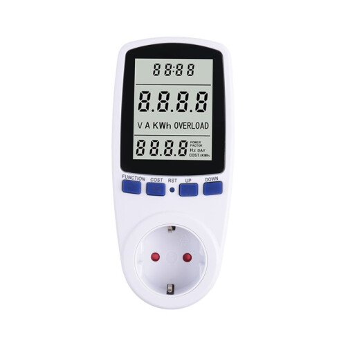 220V Digital LCD Power Meter Wattmeter Socket Wattage Kwh  Measuring Outlet 7 Display Models EU Plug