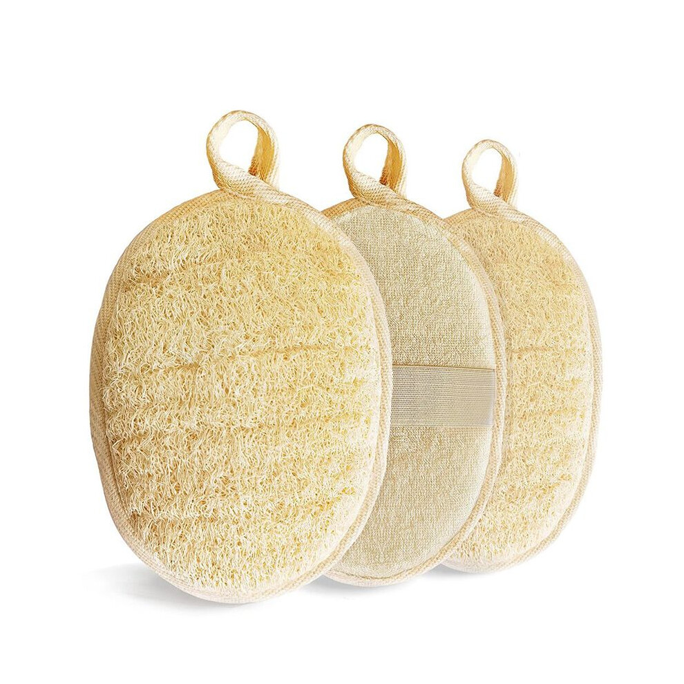 Tlily Natural Loofah Sponge Exfoliating Body Scrubber,Eco-Friendly Shower Luffa Sponge, Loofah For Women And Men 3 Pack