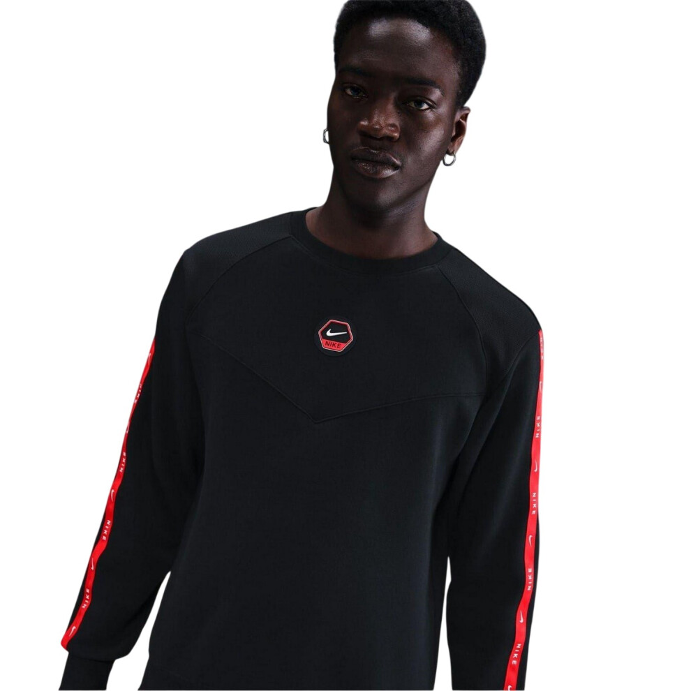 Nike (L, /Red) Mens Crew Neck Regular Raglan Sweatshirt Black