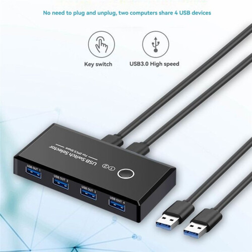 2 Inputs 4 Outputs USB  Adapter USB Shared Switcher for PC Laptop Keyboard Mouse Printer USB  Controller 2.0 2