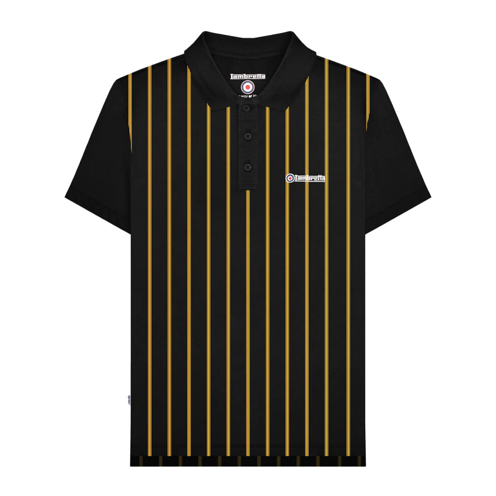 Lambretta (4Xl, /Gold) Mens Pinstripe Polo Shirt Black