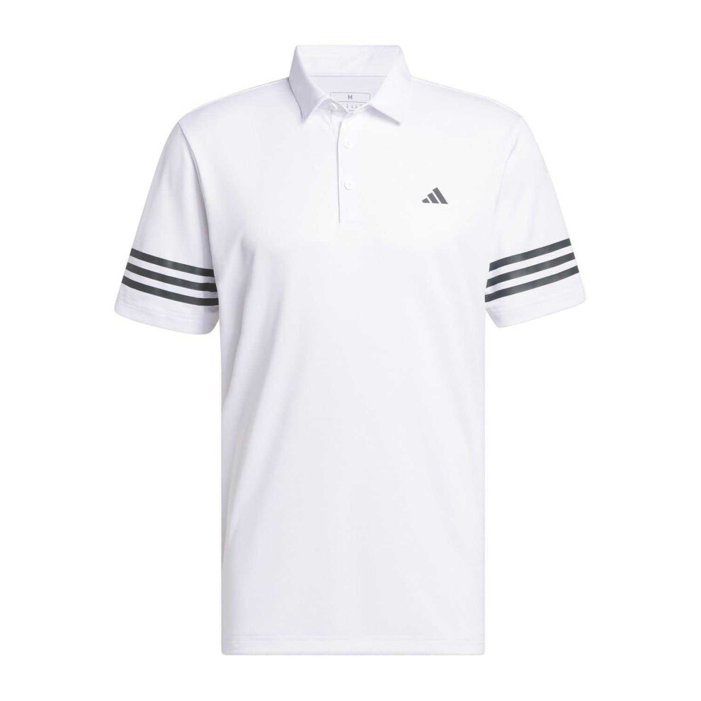 Adidas (L, ) Mens Striped Regular Polo Shirt White