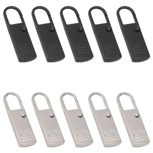 10Pcs Zipper Pull-Tab Replacement, Metal Zipper Puller Zip Slider Extender Handle Mend Fixer for Suitcases Backpacks