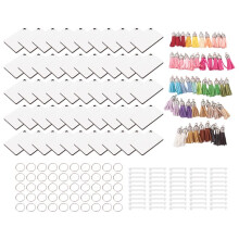 200Pcs Sublimation Keychain Blanks Set Rectangle Heat Transfer Blanks Keychain Tassels with Key Rings for Keychain DIY