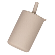 Toddler Cup Kids Silicone Training Cup with Straw Sprill Proof Sippy Cup Drinking Water Cup for Baby Boys Girls (Brown)