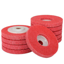 4 Inch x 5/8 Inch Nylon Fiber Flat Abrasives Buffing Polishing Wheel for Angle Grinder 9P Hardness 10 PCS, Red