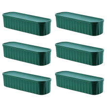 6 Storage Case Drawer Organizers with Cover for Handkerchiefs Socks Underwear Storage Box for Wardrobe Dormitory Green