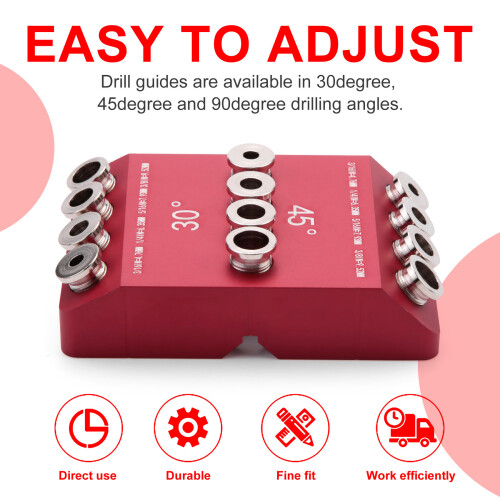 30/45/90 Angle Drill Hole Guide Jig for Angled and Straight Hole,Cable Railing Lag Screw Drilling Template,1PCS 1