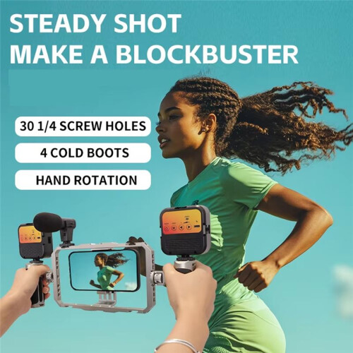 Handheld Stabilizer Video Stabilizer with Dual Handle Wireless Mic Clip Slot 2