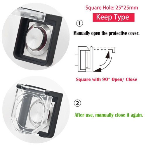 Power Push Button  Cover,Waterproof and Collision Resistant, Dustproof Safety Protector for 25mm Mounting Hole B 1