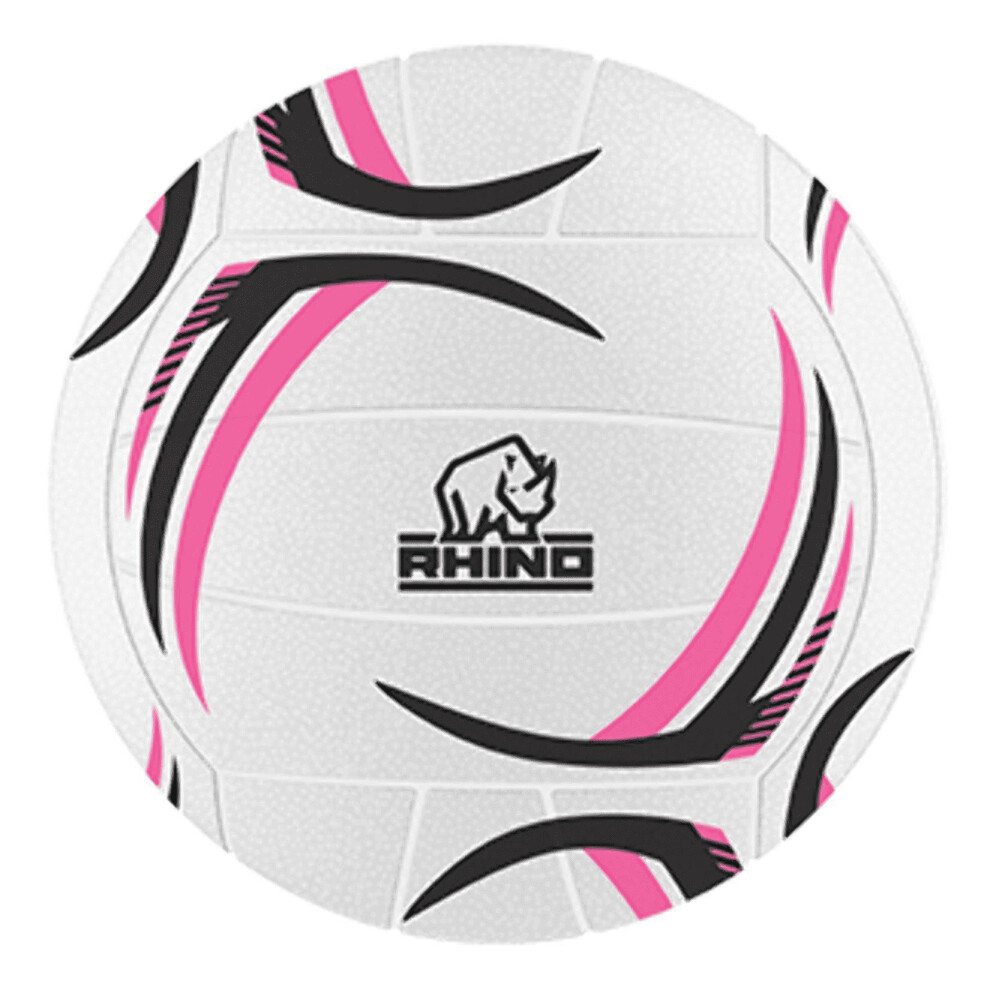 Photos - Volleyball Ball Rhino   Thunder Netball (4, White/Pink/Black)