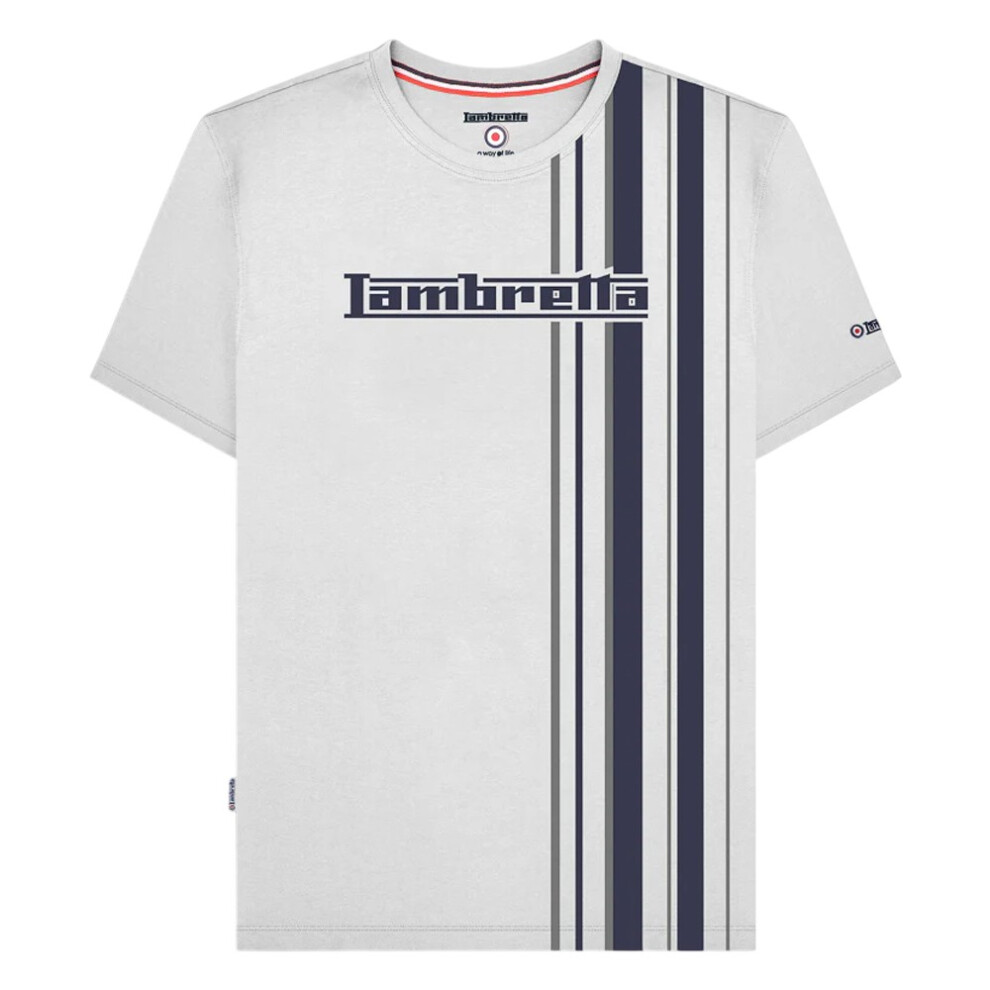 Lambretta (Xl, White/Navy/Grey) Mens Racing Stripe T-Shirt