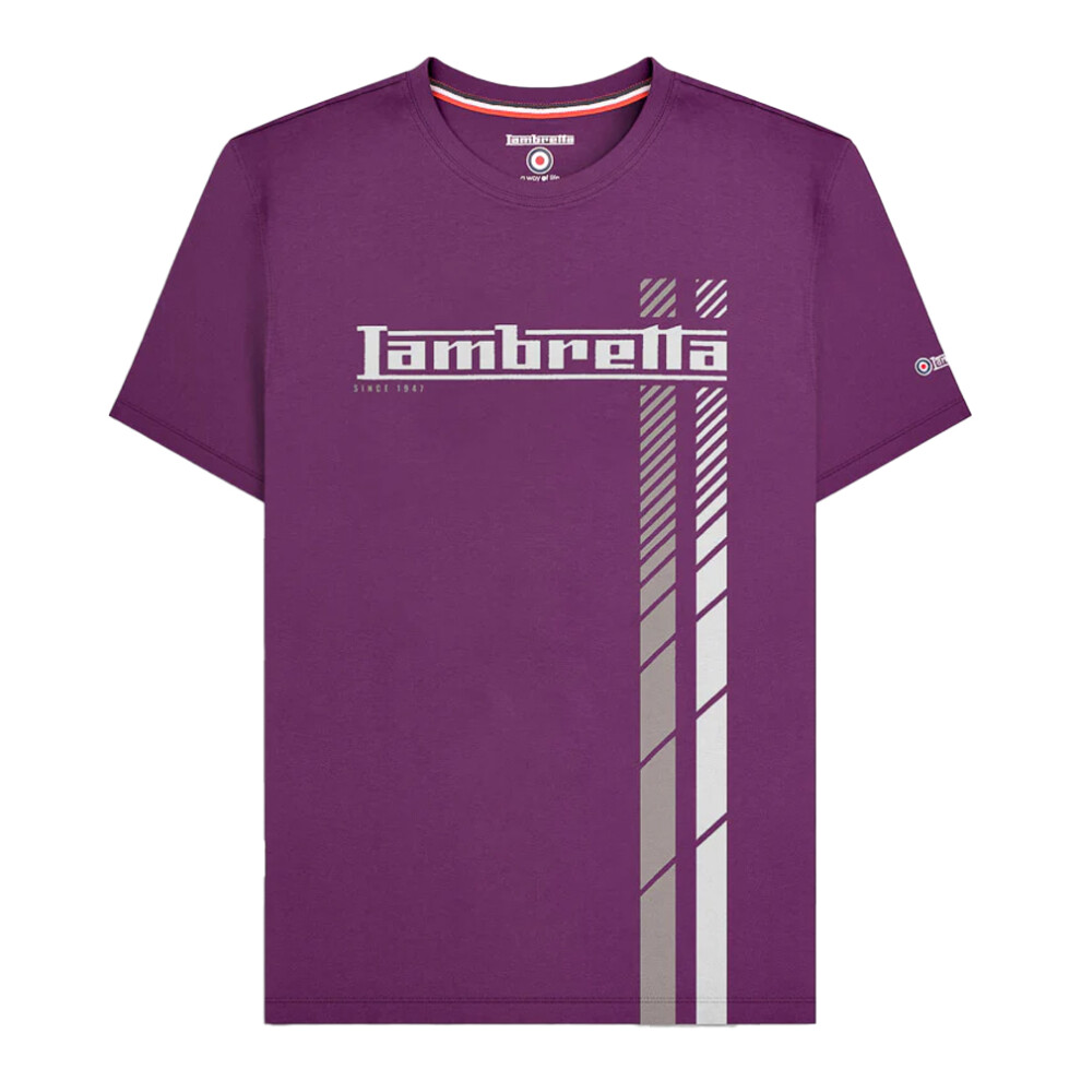 Lambretta (M, Winter Bloom) Mens Ss25 Racing Stripe T-Shirt Multicoloured
