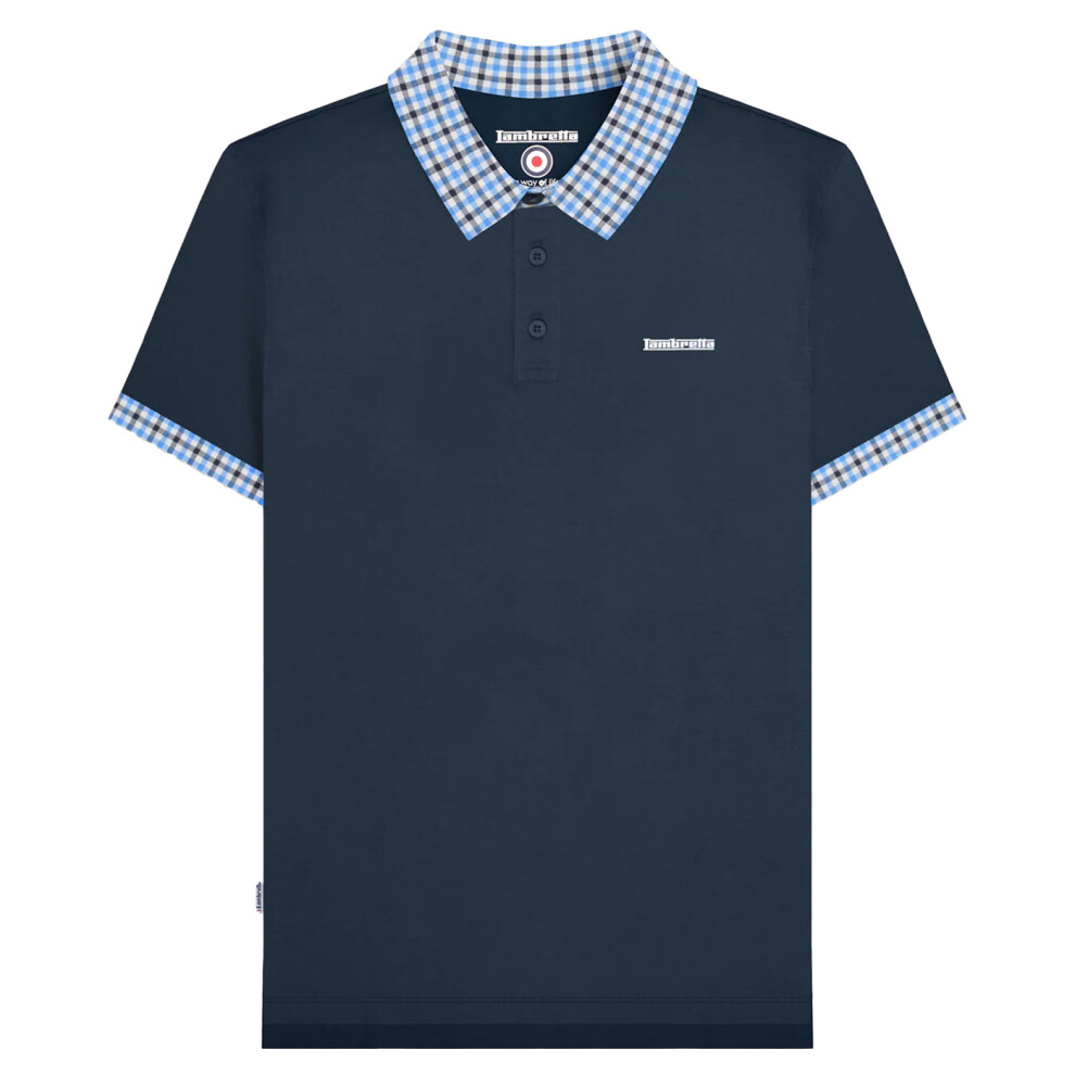 Lambretta (Xxl, Navy) Mens Ss25 Gingham Polo Shirt Blue,Multicoloured