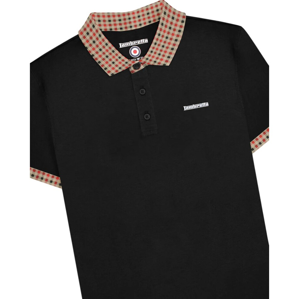 Lambretta (4Xl, Black) Mens Ss25 Gingham Polo Shirt