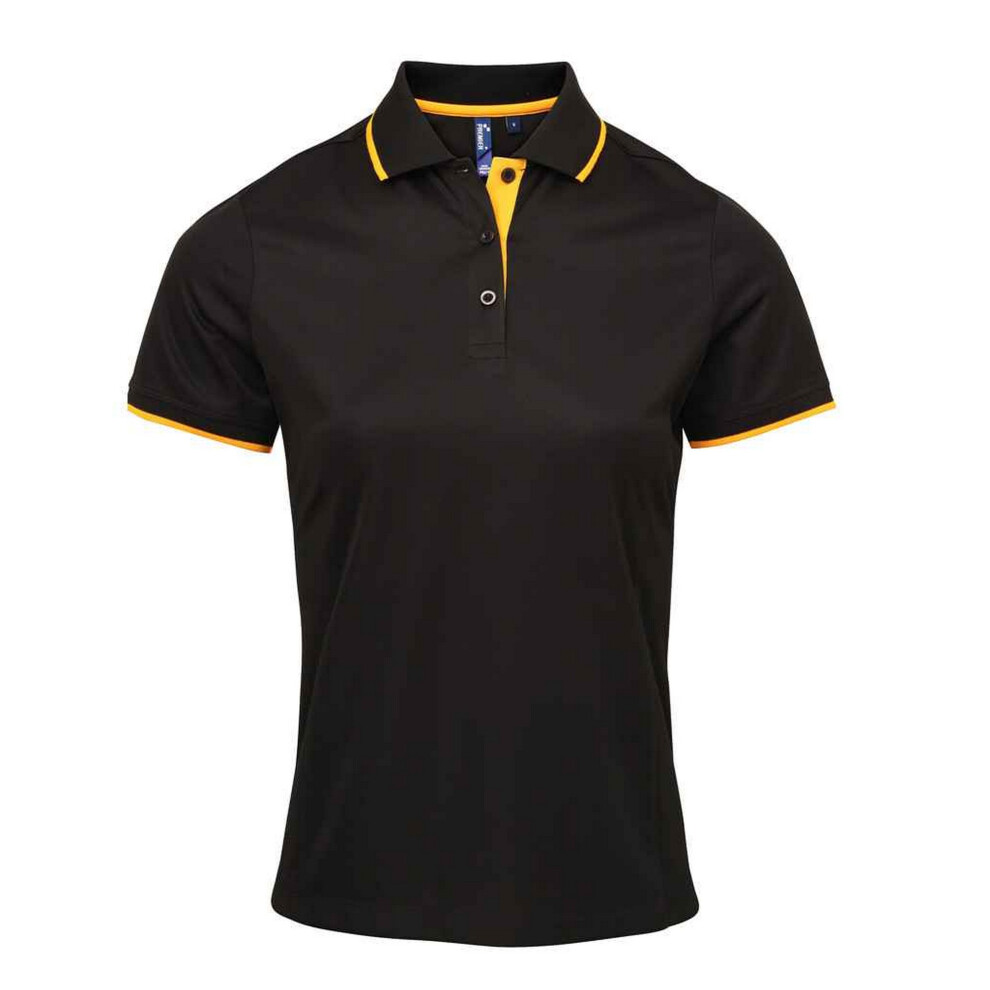 Premier (M, Black/Sunflower) Womens/Ladies Coolchecker Contrast Pique Polo Shirt