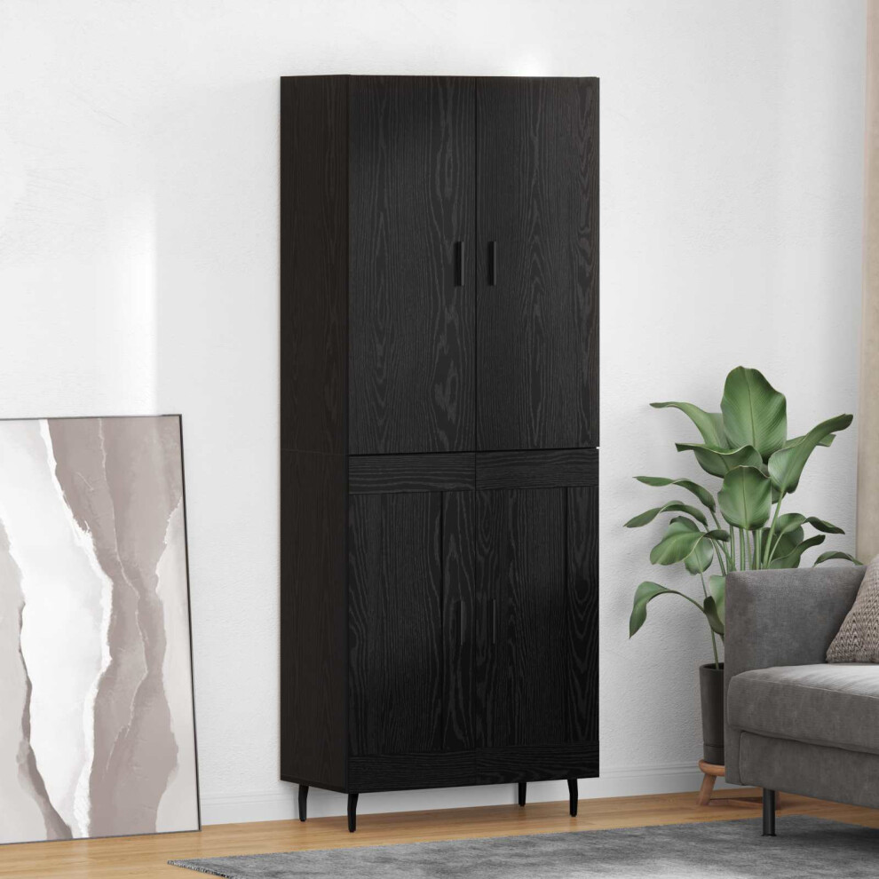 Vidaxl Highboard 2 Pcs Black Oak Engineered Wood And Glass