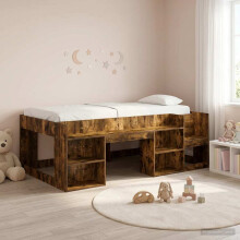 vidaXL Kids'Bed Frame with Storage Smoked Oak 90 x 190 cm