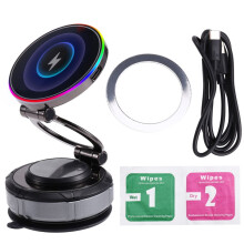 Upgraded 15W Wireless Faster Charging 360 Vacuum Magnetic Phone Holder for Suction Cup Phone Mount for Car