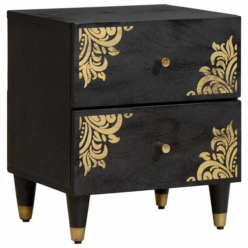 Vidaxl Bedside Cabinet Black 40 X 33 X 46 Cm Solid Mango Wood