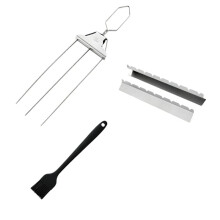 3-Way Grill Skewers, Stainless Steel Kabob Sticks, Semi-Automatic Barbecue Skewer, Outdoor BBQ Grill Accessories