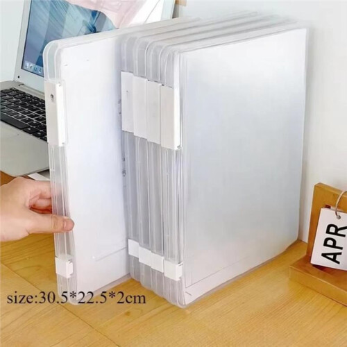 5pcs Clear A4 File Storage Box, Vertical Desktop Document Organizer Case for Papers Certificates Exam Storage Large