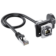Câble de Connecteur Étanche RJ45 8p8c Réseau 0.5m RJ45 Mâle à Femelle Montage de Panneau Type D CAT6A Prise RJ45