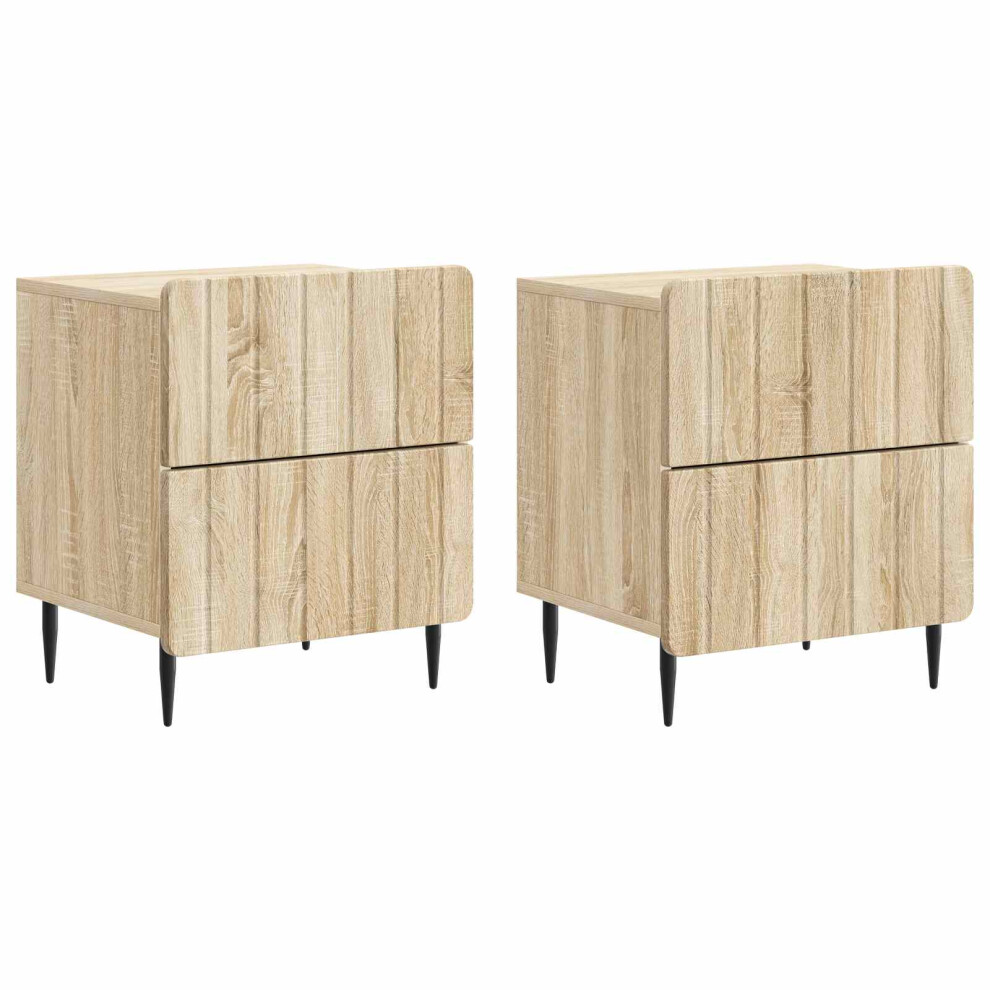 Vidaxl Bedside Cabinet 2 Pcs Sonoma Oak 43 X 34.5 X 49.5 Cm