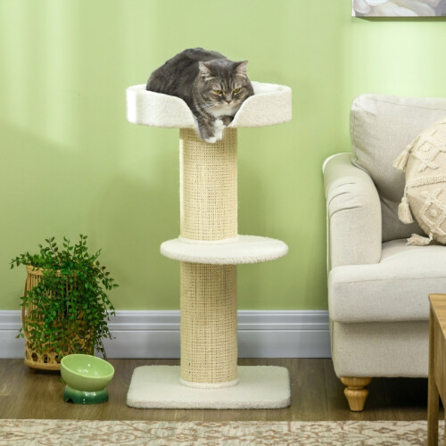 Árvore para Gatos com Cama e Plataforma de Lã, Creme 1