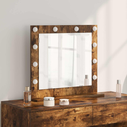 VidaXL vidaXL Vanity Mirror Rectangular Smoked Oak 60 x 55 x 18 cm