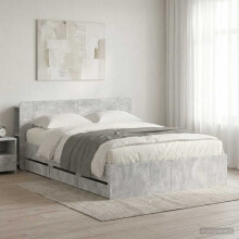 vidaXL Bed Frame with Storage Concrete Grey 150 x 200 cm
