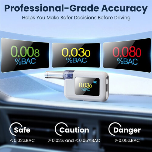 Alcootest Numérique Haute Précision, Détecteur D'Alcool Portable avec Écran LCD, 8 Embouts 1