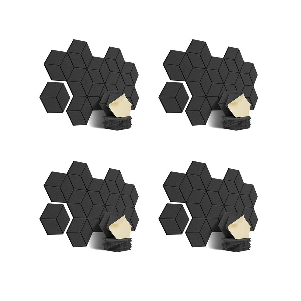 48 Pack Acoustic Foam,Self-Adhesive Sound Proof Panels,For Sound Insulation &Acoustic Treatment(Black) 4714201692372