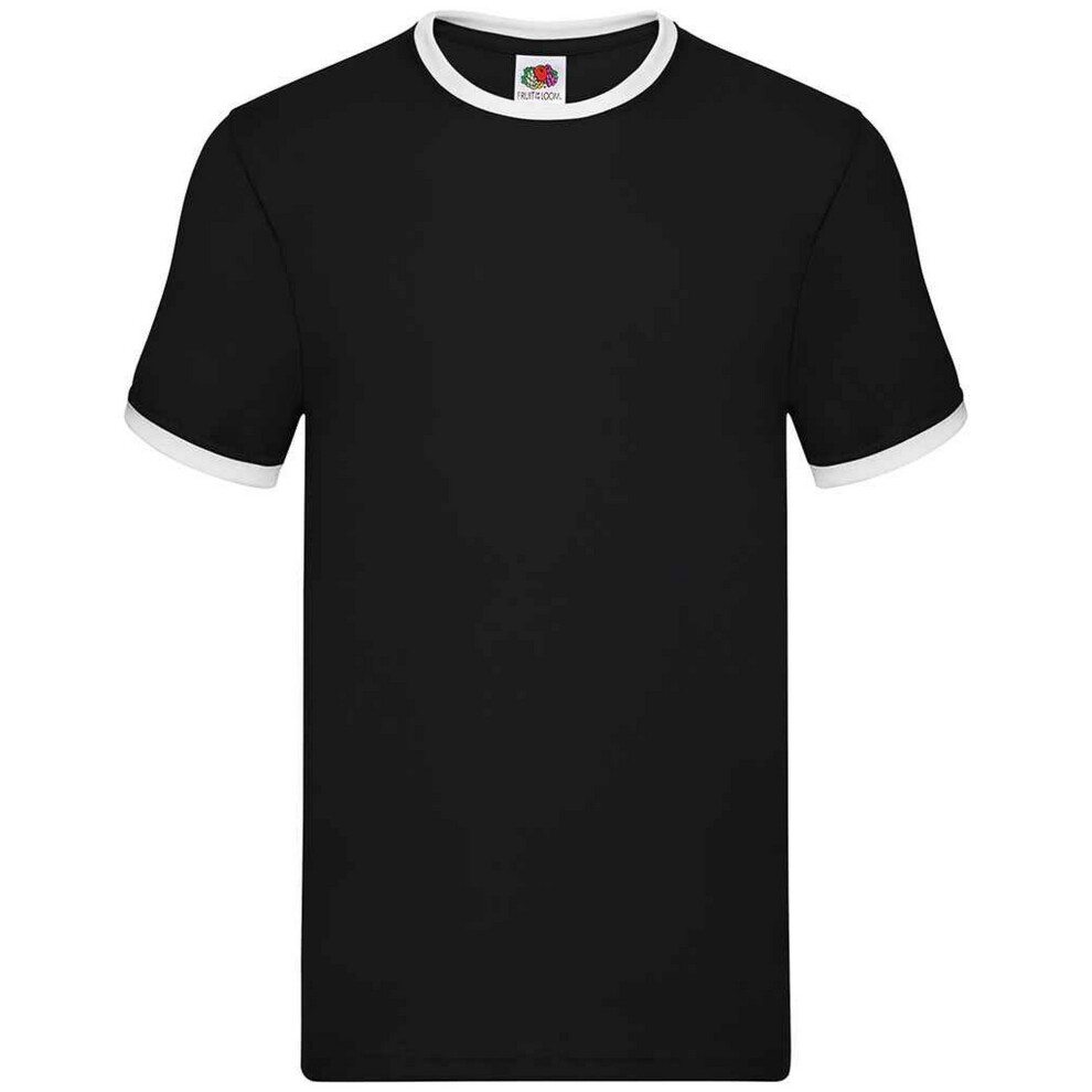 Fruit Of The Loom (Xxl, Black/White) Mens Ringer Contrast T-Shirt