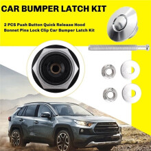 Kit com 2 Pinos de Capô de Liberação Rápida com Botão de Pressão para para-Choque de Carro - Prata